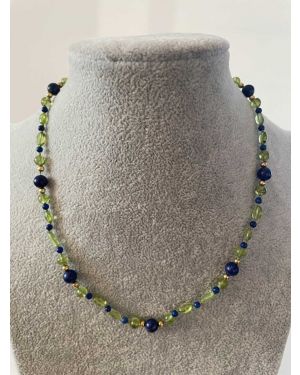 Peridot-Kette mit Lapislazuli